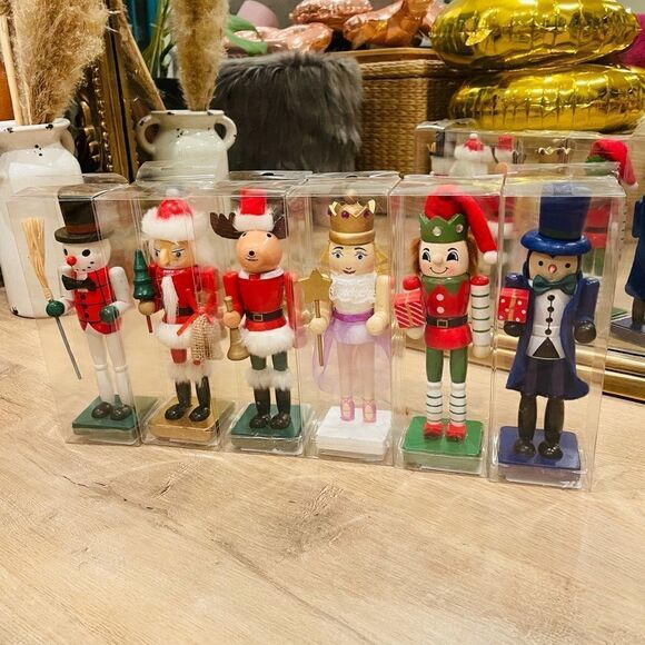 NIB Set of 6 8” Christmas Wooden Hand Painted Nutcracker Decor - Picture 1 of 7